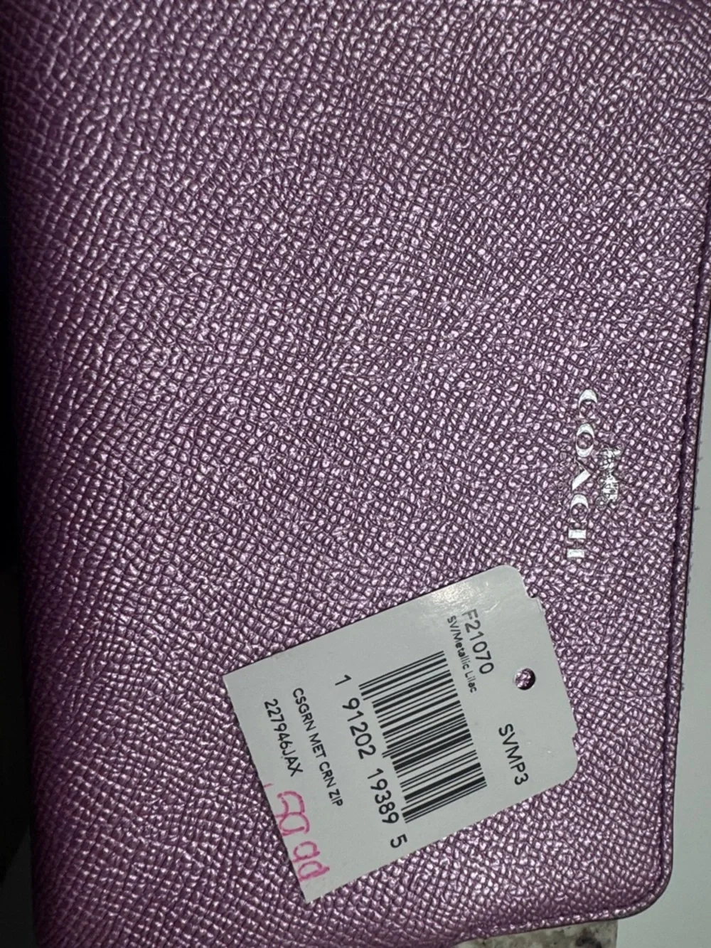 Coach Lavender Leather Wristlet Pouch